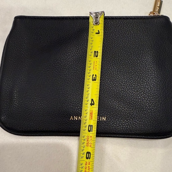 Anne Klein Black Wristlet/Clutch with Gold Accent Letters and Gold Chain Handle - Picture 5 of 6
